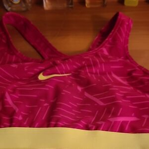 Nike Women's Fuchsia and Yellow Sports Bra